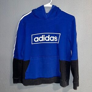 Adidas Blue Black Striped Boys Hoodie